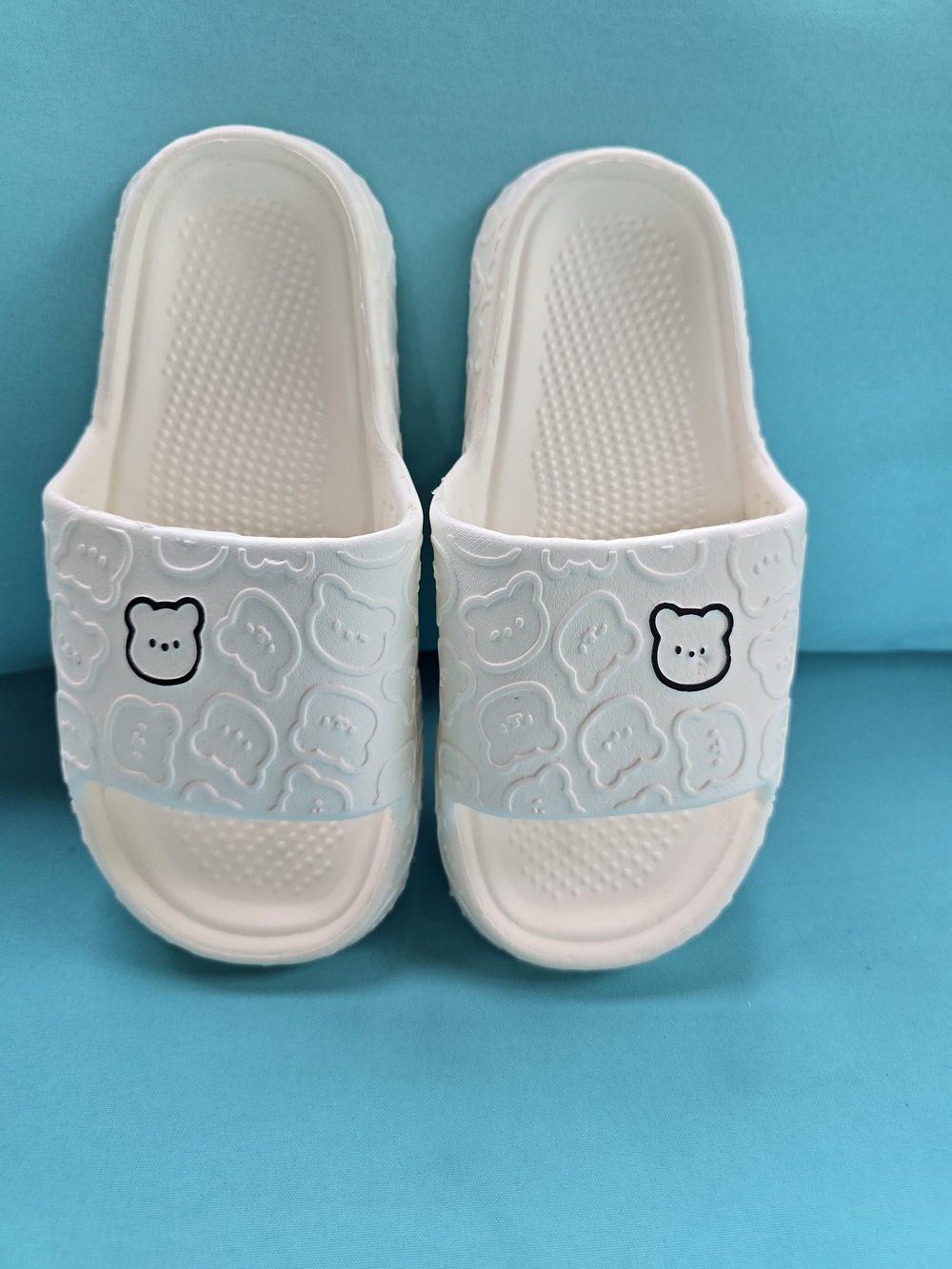 White Bear-Pattern Slide Sandals
